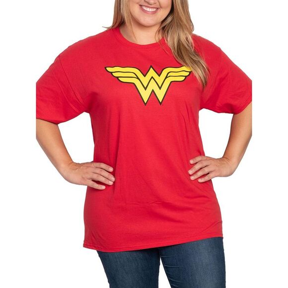 Women's Plus Wonder Woman T-Shirt Halloween Costume Tee Superhero Red DC Comics - Picture 7 of 8